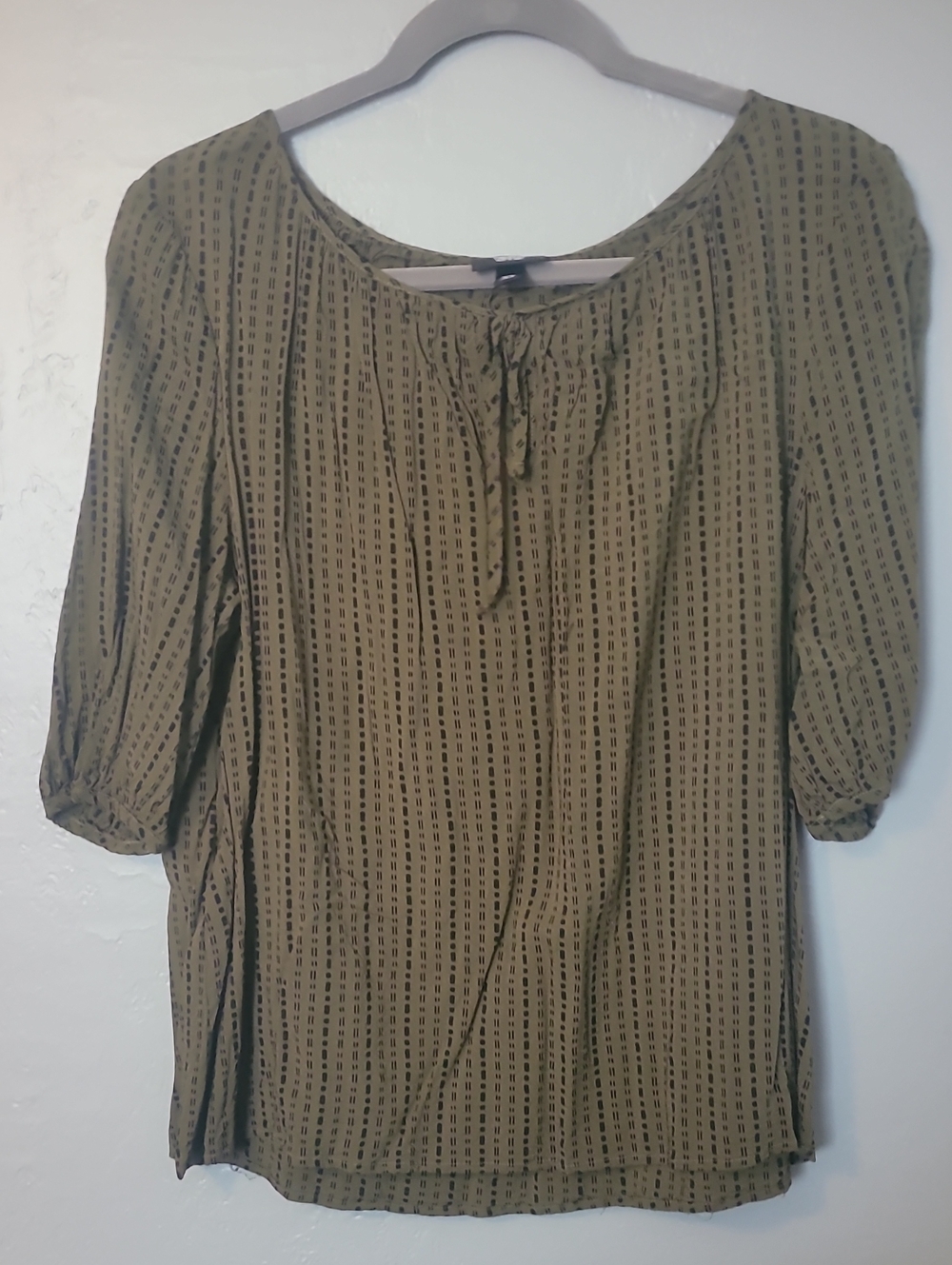 Mossimo Supply Co. Olive Green Striped Peasant Tunic Top